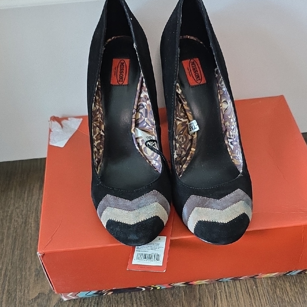 Missoni Black and Gray Peep-Toe Heels